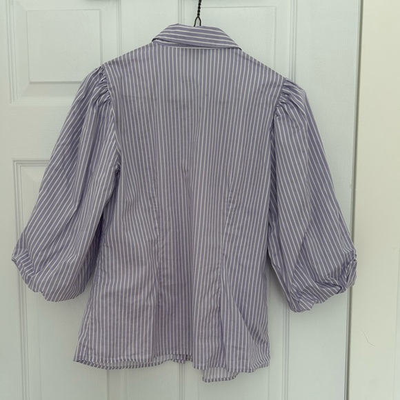 RW&CO. Lavender and White Striped Button-Down Shirt - Picture 4 of 7